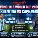 Ảnh bìa nhận định trận đấu giữa Argentina vs Cape Verde vòng 1/16 World Cup 2026 với sự góp mặt của Lionel Messi và thủ môn Vozinha.
